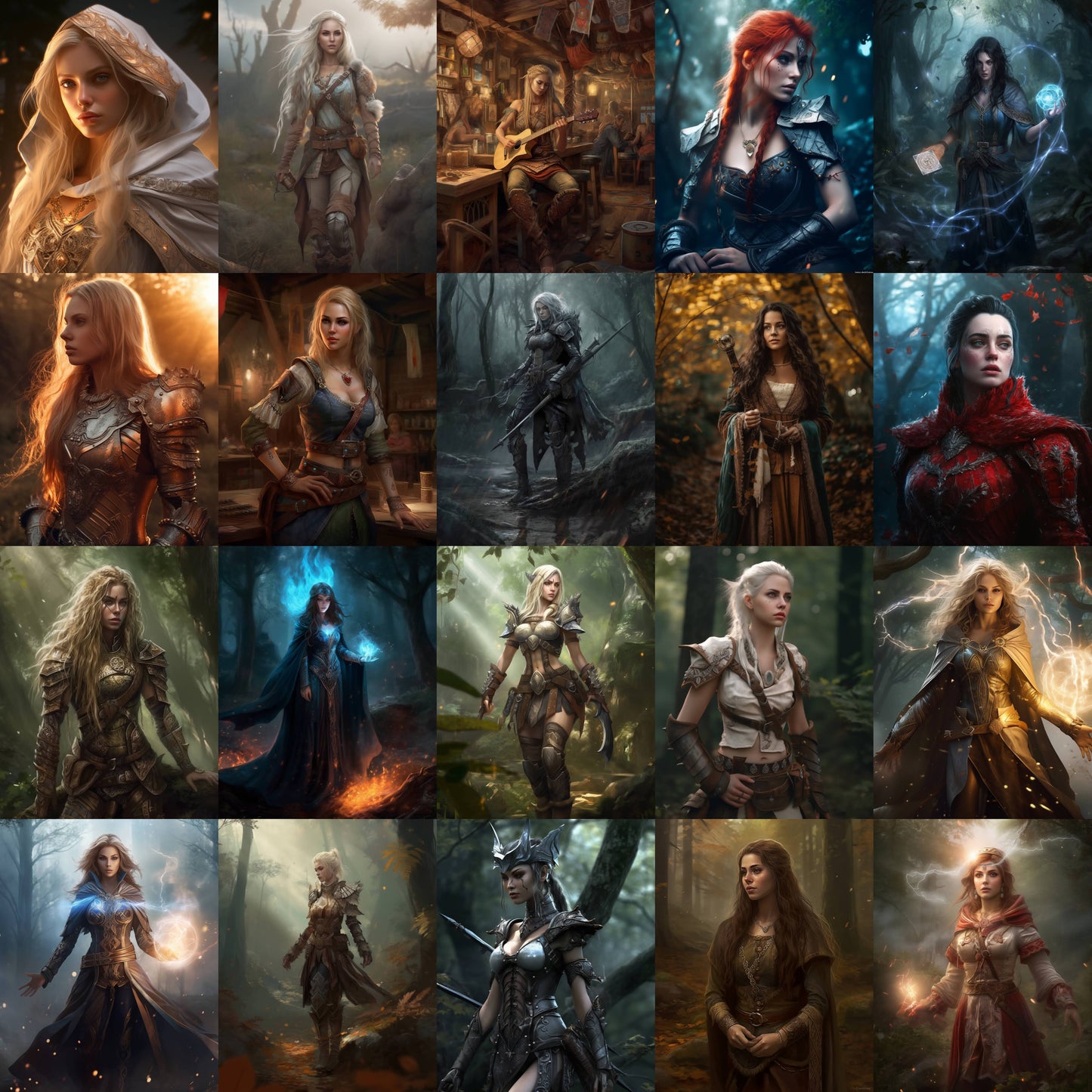 80 Female Character Portraits – Fantasy Digital Art Bundle – Instant Download