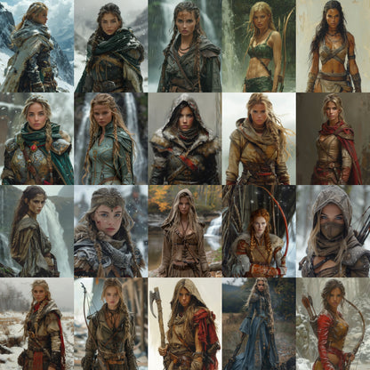 80 Female Character Portraits – Fantasy Digital Art Bundle – Instant Download