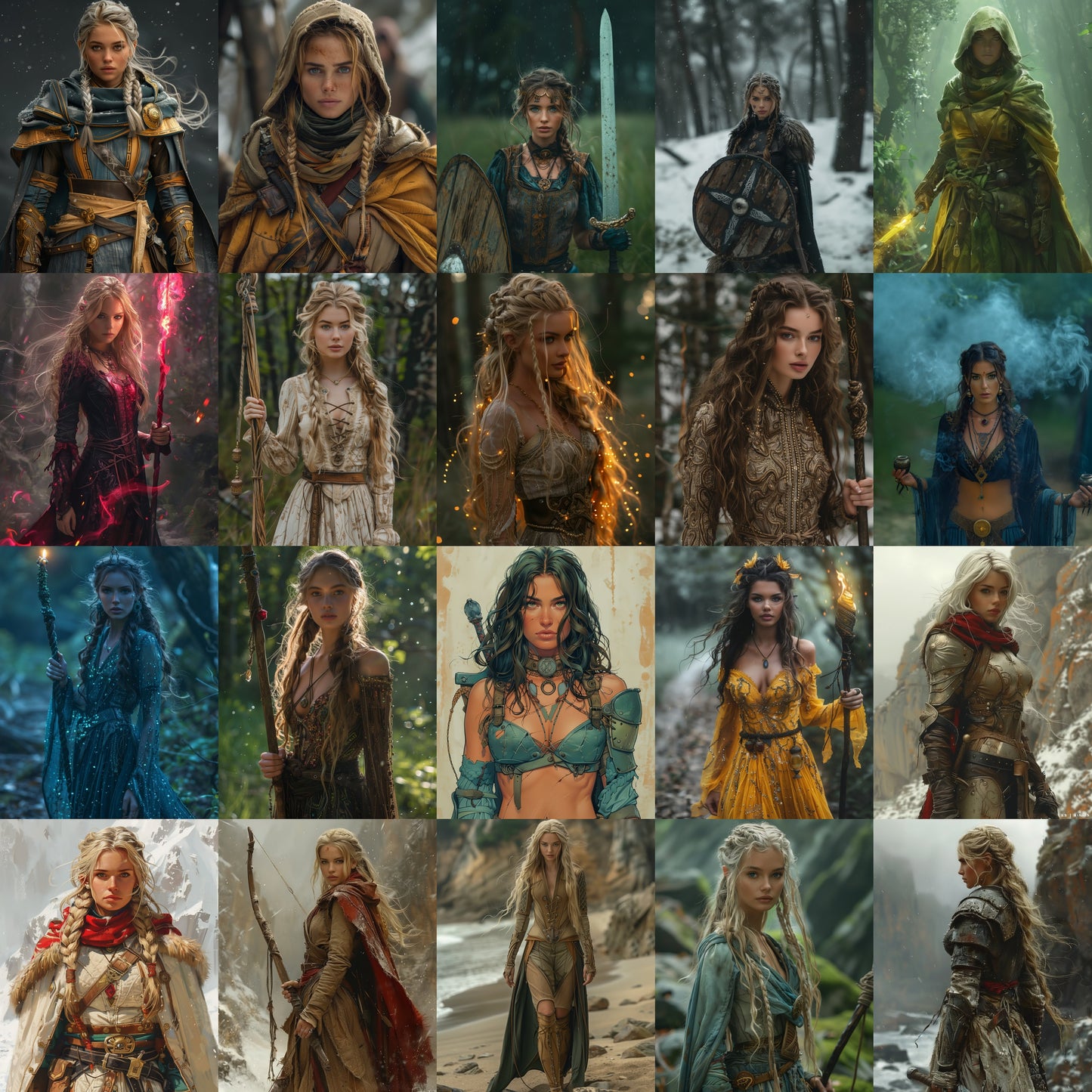 80 Female Character Portraits – Fantasy Digital Art Bundle – Instant Download