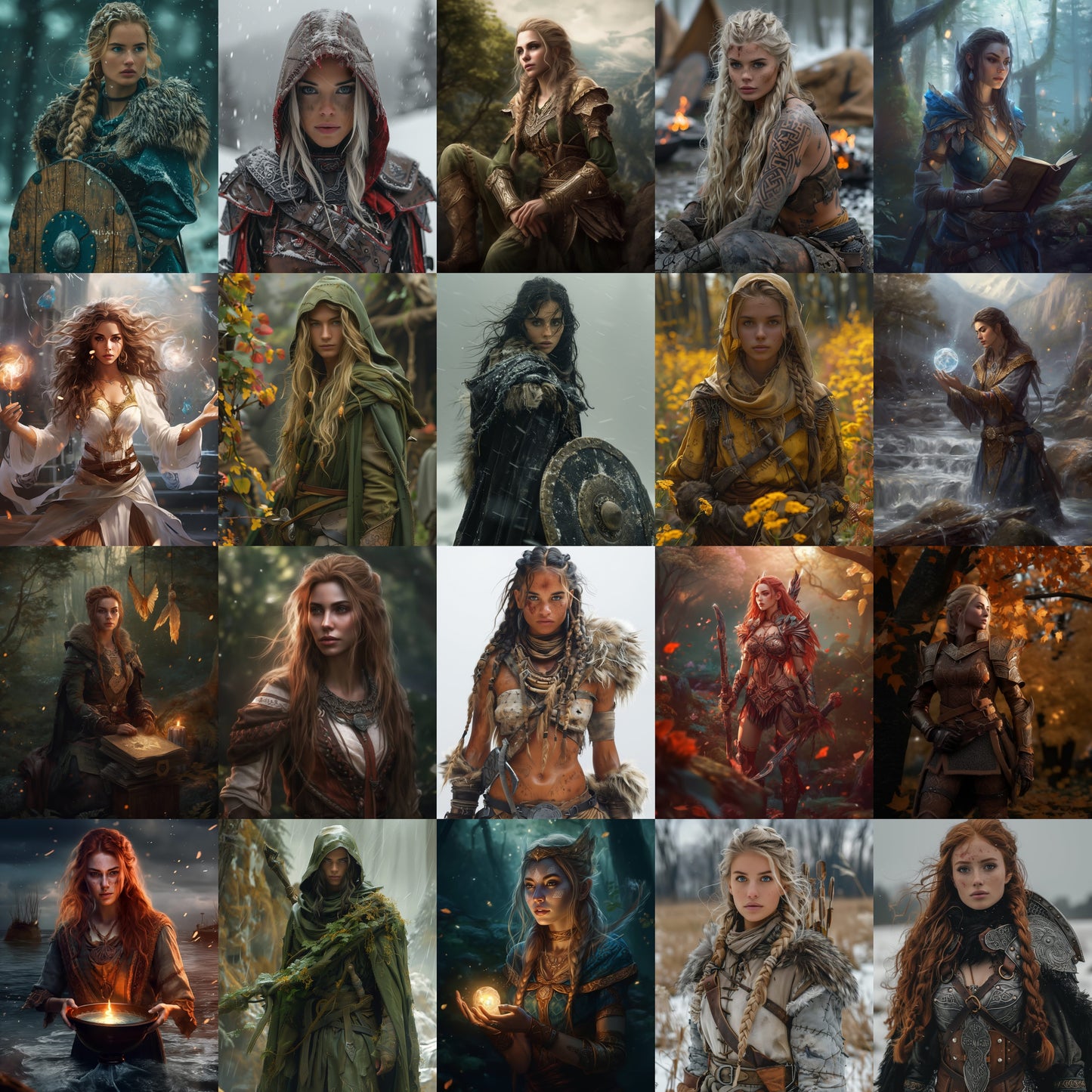 80 Female Character Portraits – Fantasy Digital Art Bundle – Instant Download