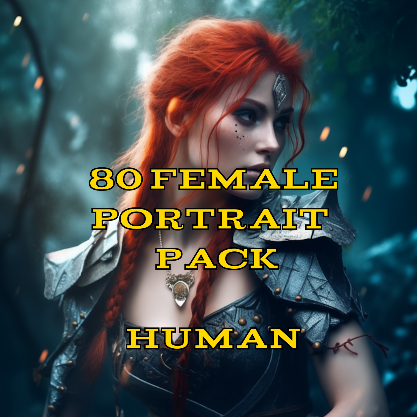 80 Female Character Portraits – Fantasy Digital Art Bundle – Instant Download