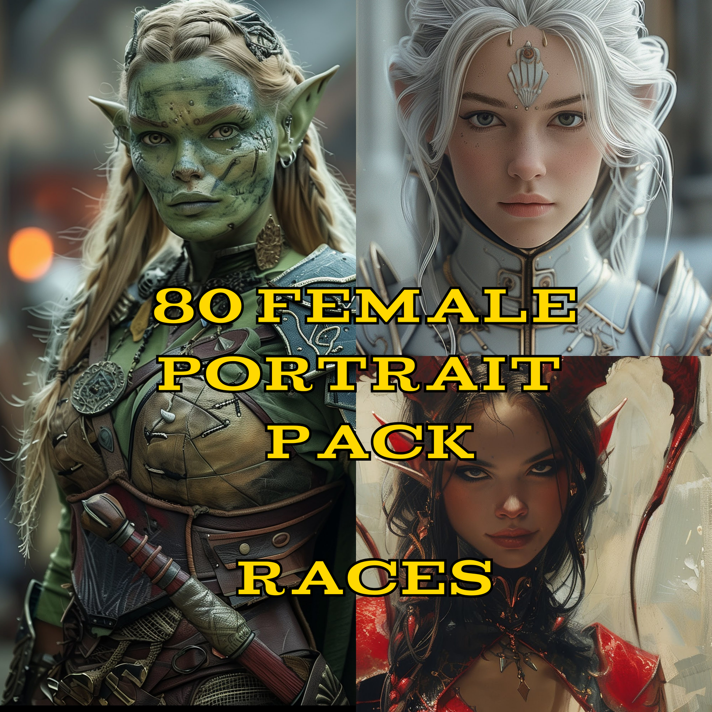 80 Female Fantasy Character Portrait Bundle – RPG Character Art Pack – Instant Download