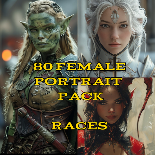 80 Female Fantasy Character Portrait Bundle – RPG Character Art Pack – Instant Download