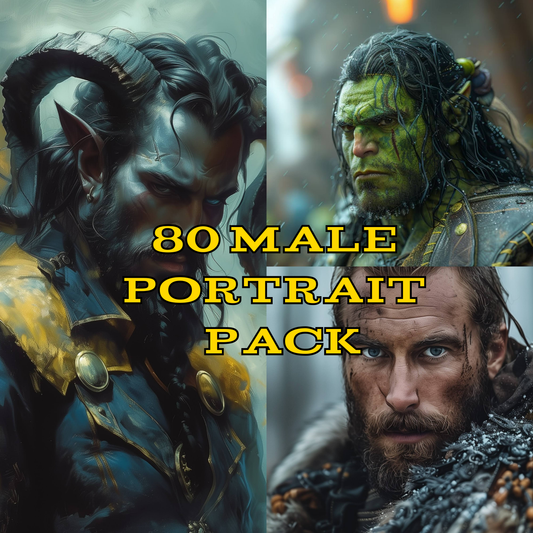 80 Male RPG Character Portraits – Fantasy Character Art Pack – Instant Download