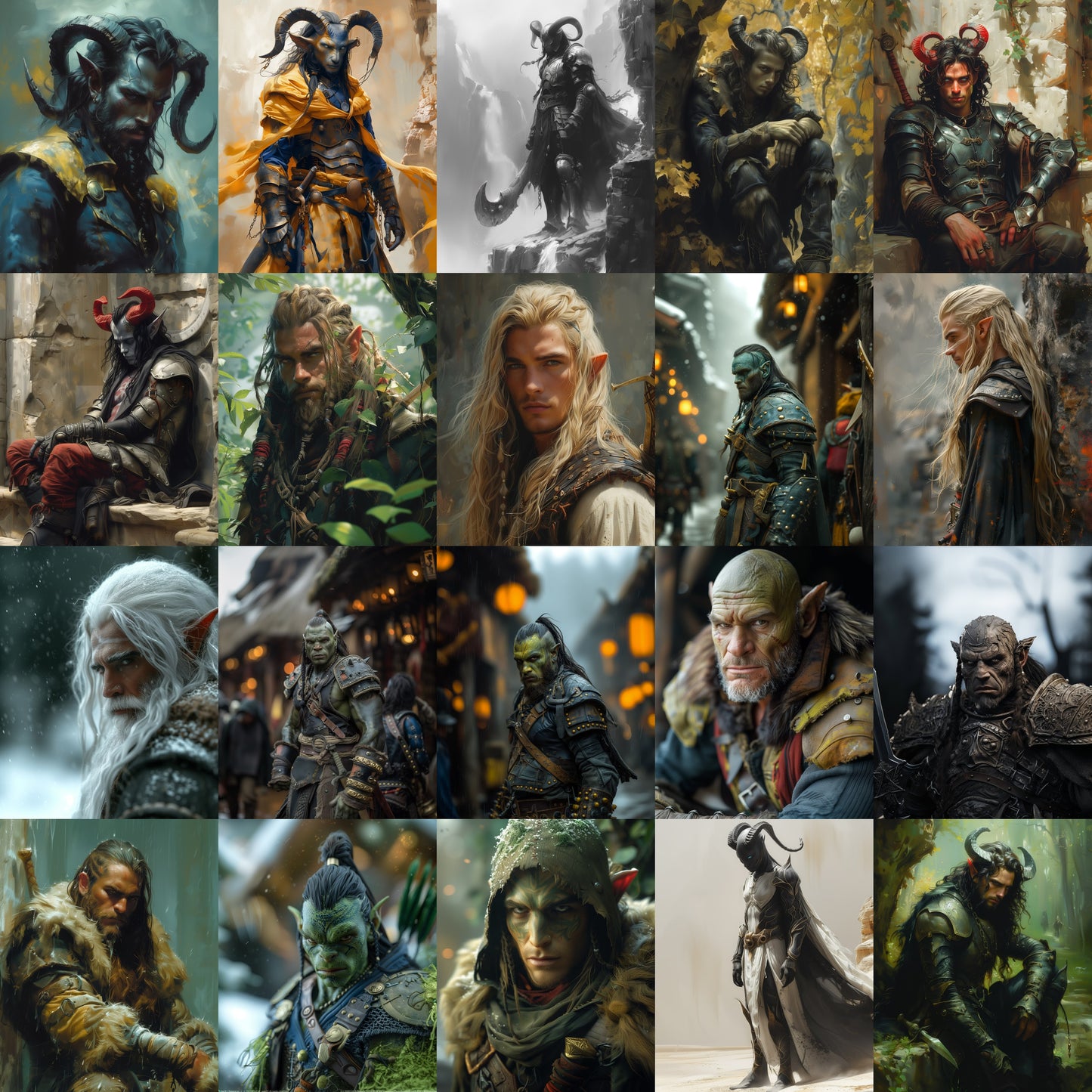 80 Male RPG Character Portraits – Fantasy Character Art Pack – Instant Download