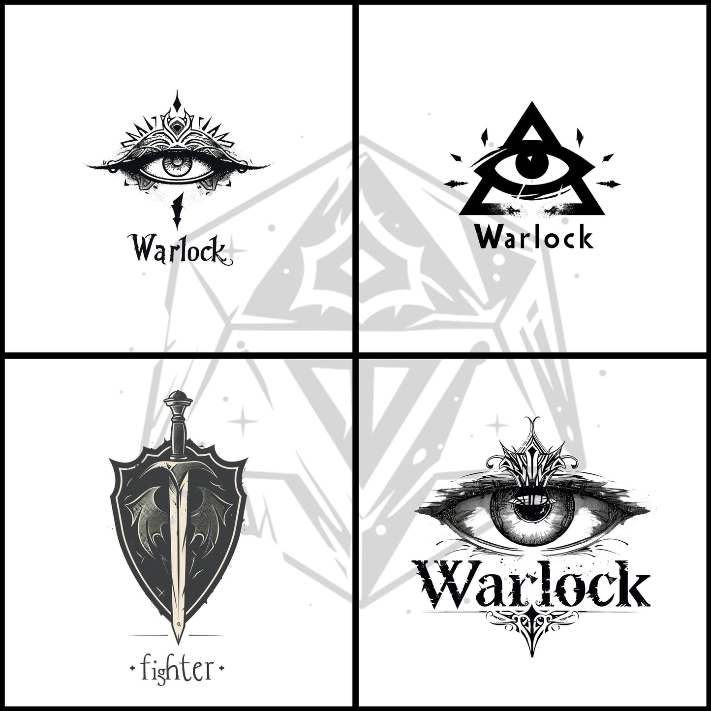 60 RPG Class Logos – Fantasy Class Icon Bundle – Printable Digital Pack – Instant Download