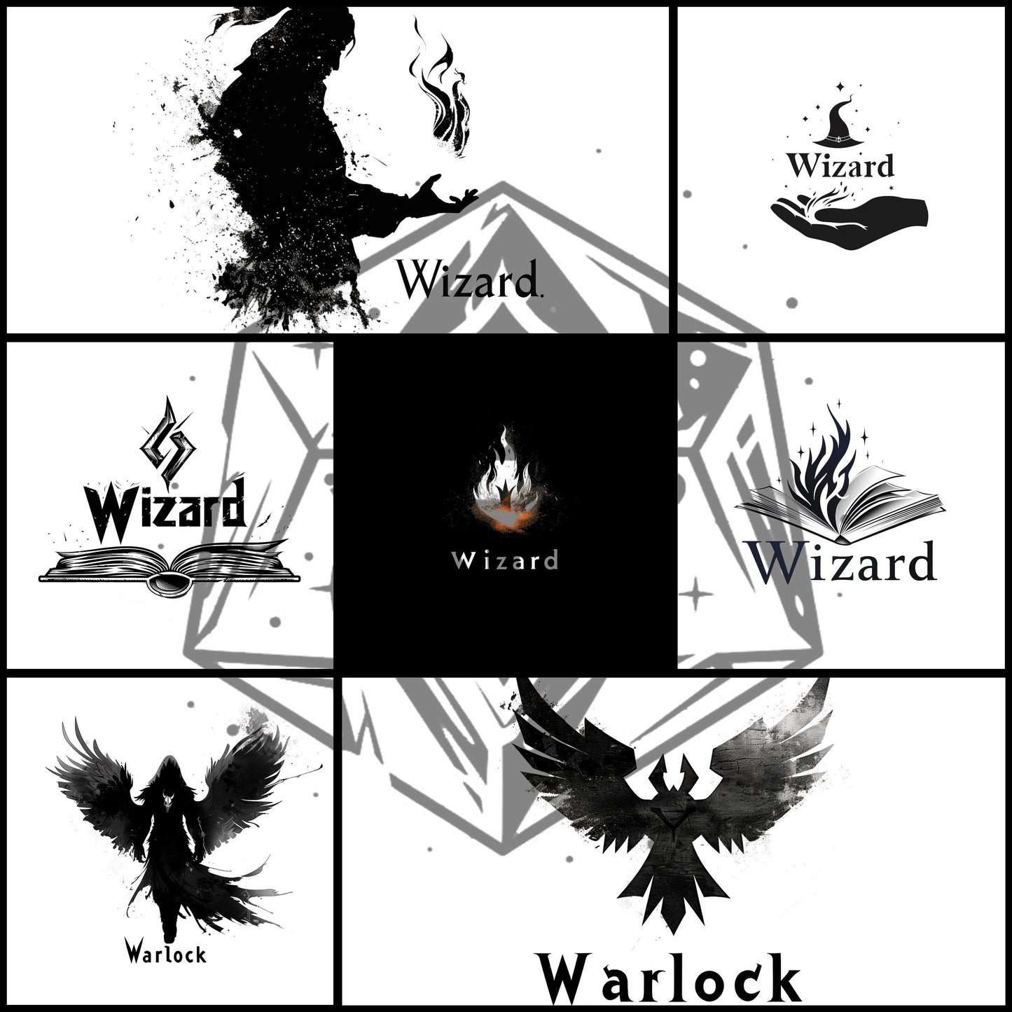 60 RPG Class Logos – Fantasy Class Icon Bundle – Printable Digital Pack – Instant Download