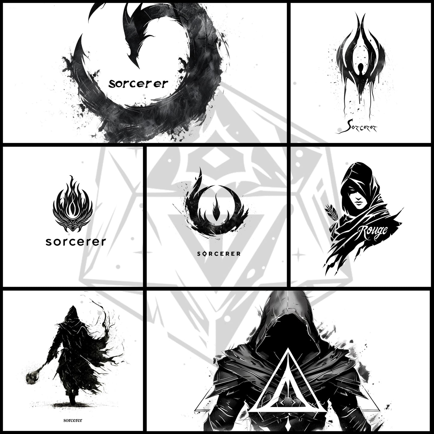 60 RPG Class Logos – Fantasy Class Icon Bundle – Printable Digital Pack – Instant Download