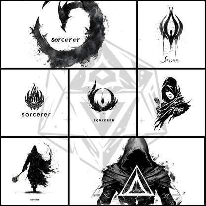 60 RPG Class Logos – Fantasy Class Icon Bundle – Printable Digital Pack – Instant Download