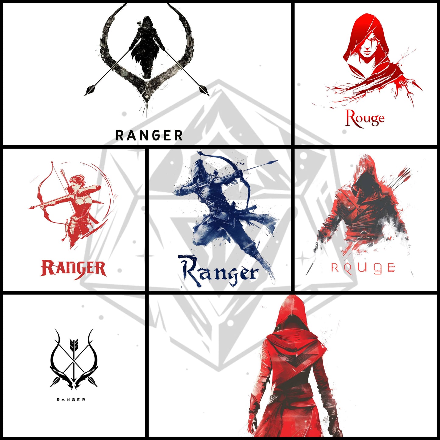 60 RPG Class Logos – Fantasy Class Icon Bundle – Printable Digital Pack – Instant Download