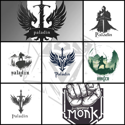 60 RPG Class Logos – Fantasy Class Icon Bundle – Printable Digital Pack – Instant Download