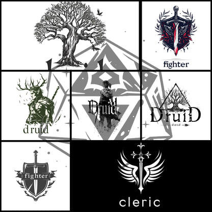 60 RPG Class Logos – Fantasy Class Icon Bundle – Printable Digital Pack – Instant Download