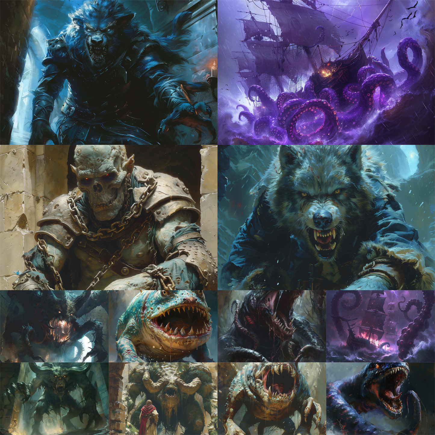 100 Monster Images for RPG Tabletop Game – Fantasy Creature Pack – Instant Download