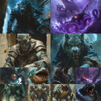 100 Monster Images for RPG Tabletop Game – Fantasy Creature Pack – Instant Download