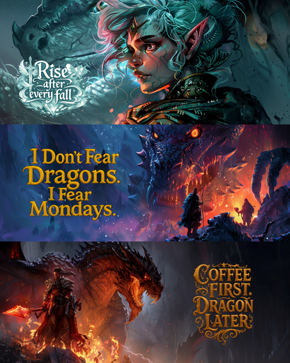30 Fantasy Mug Wrap Designs – Panorama Mug Sublimation Bundle – Instant Download