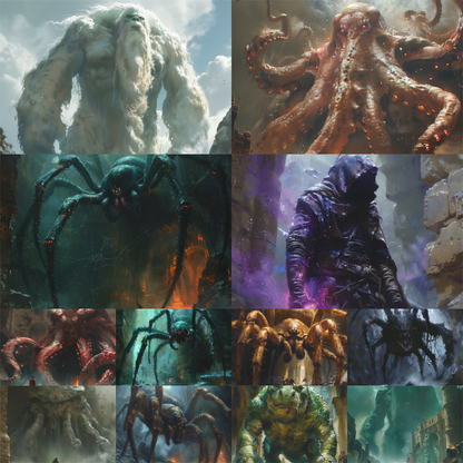 100 Monster Images for RPG Tabletop Game – Fantasy Creature Pack – Instant Download