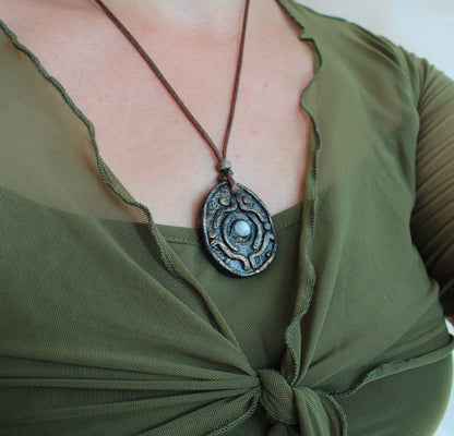 Handmade Moonstone pendant on an adjustable brown waxed cotton cord