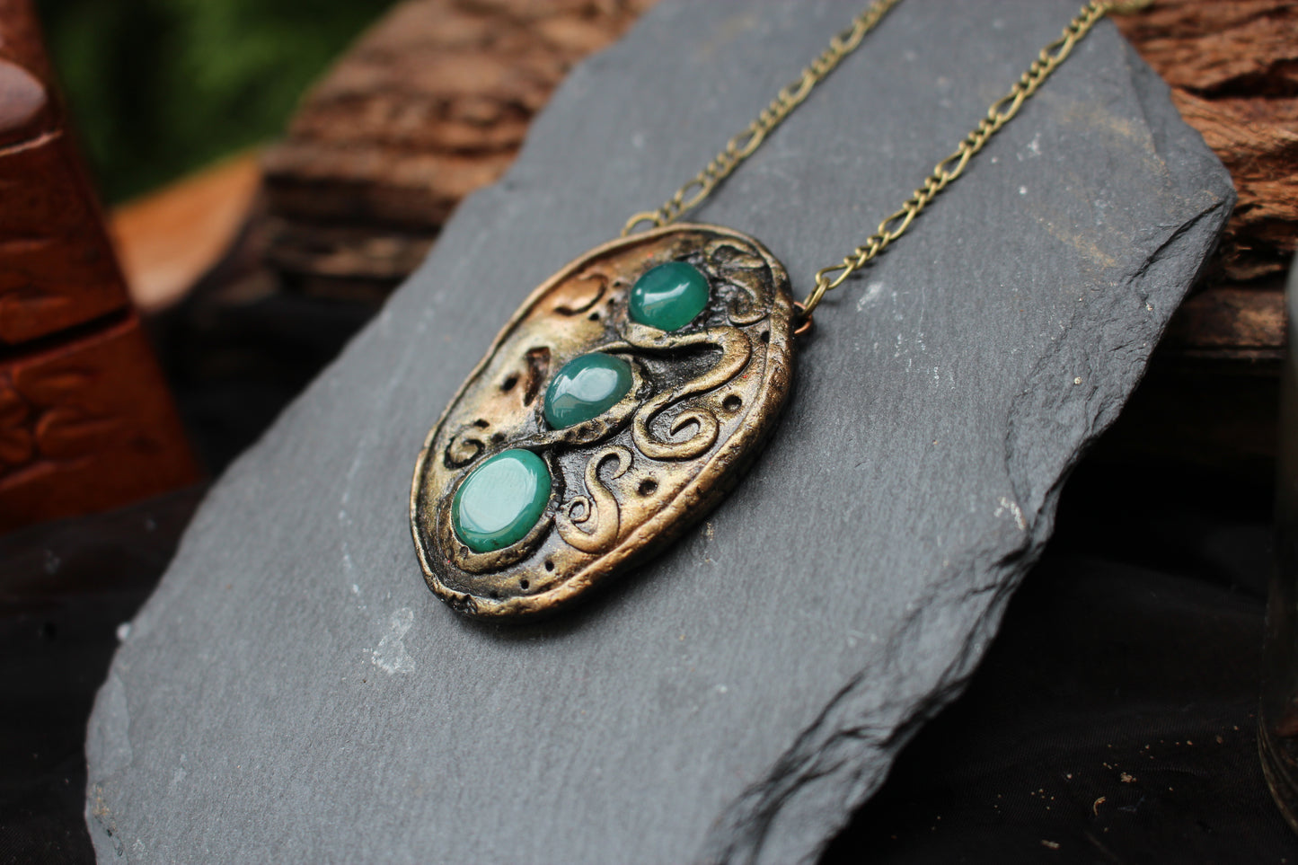 Handmade necklace inspired by ancient magical artifacts and forgotten civilizations