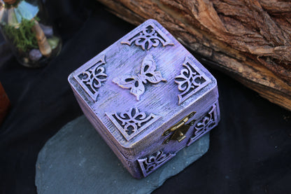 Handmade butterfly keepsake box made from wood
