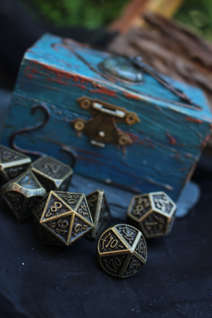 Decorative wooden chest for storing DnD dice and small treasures