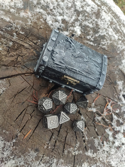 Front view of handmade fantasy dragon treasure box