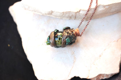 Druid fantasy necklace with a miniature moss potion bottle pendant