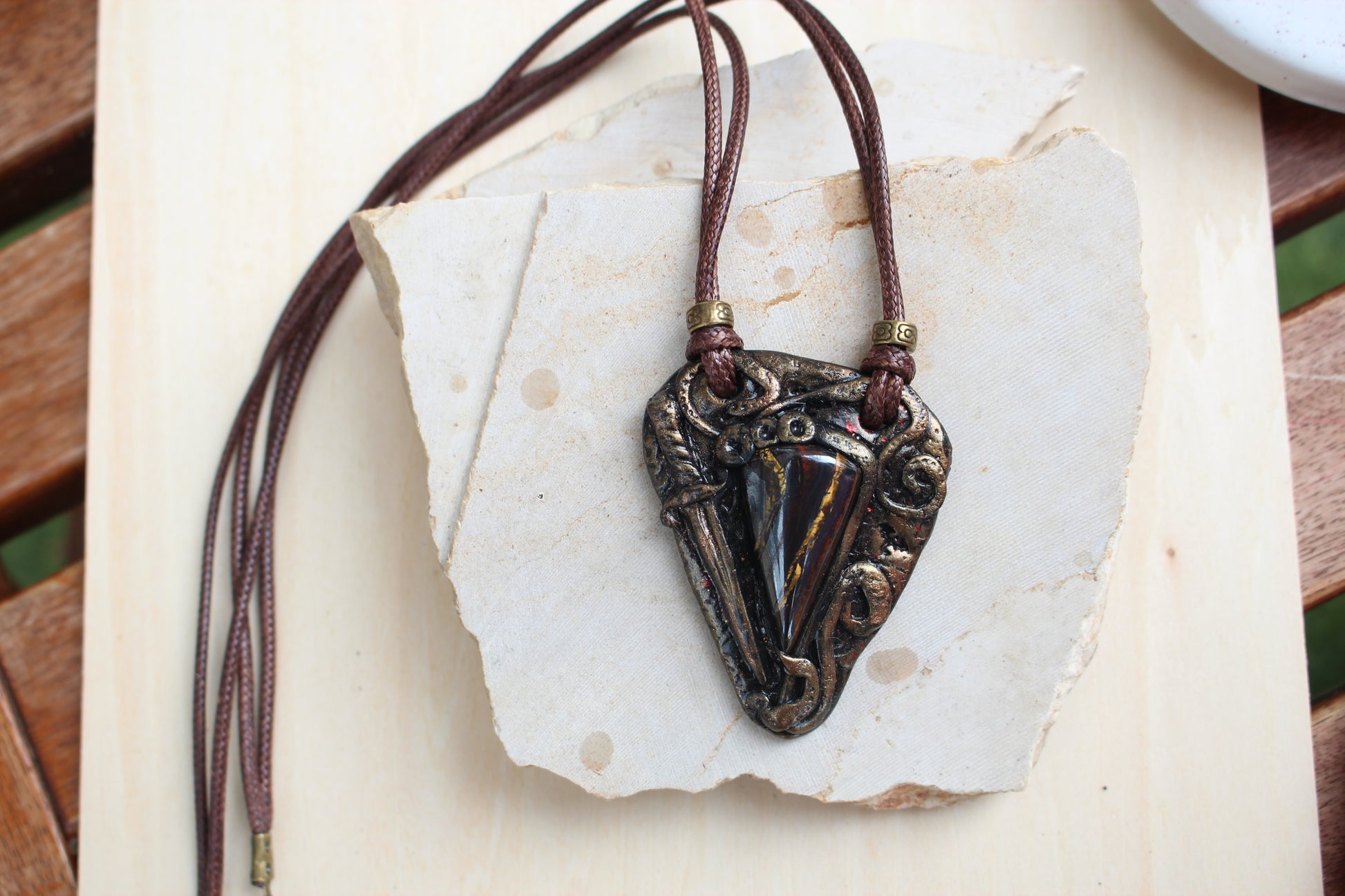 Druid inspired handmade necklace with mystical design