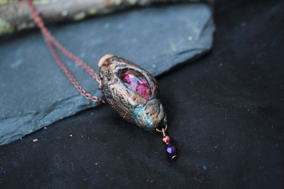 Druid-inspired handmade necklace with a mystical forest aesthetic