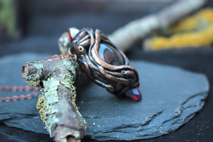 Magical fantasy necklace inspired by ancient forests, crystals and forgotten legends