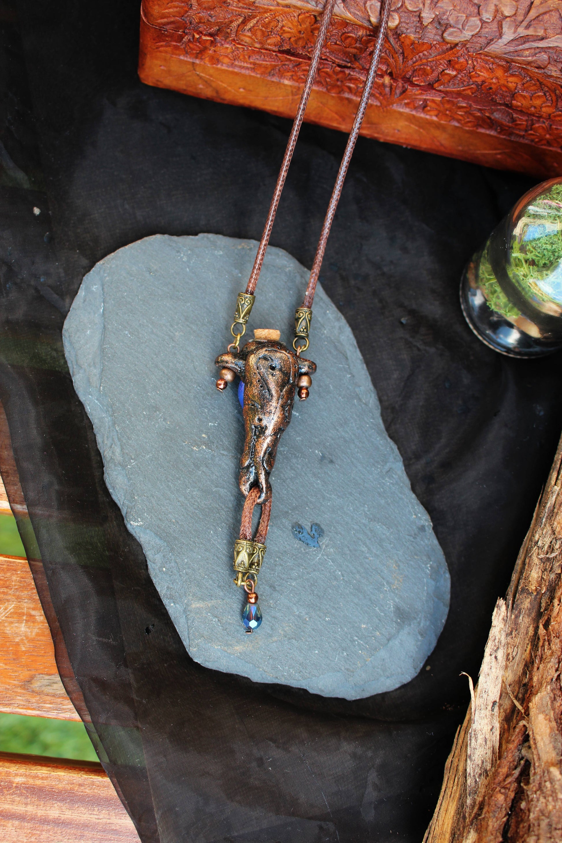 Fairycore style handmade pendant necklace with woodland inspired design