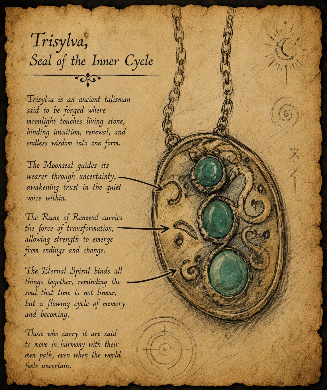 Handmade green agate rune necklace perfect as a unique fantasy jewelry gift