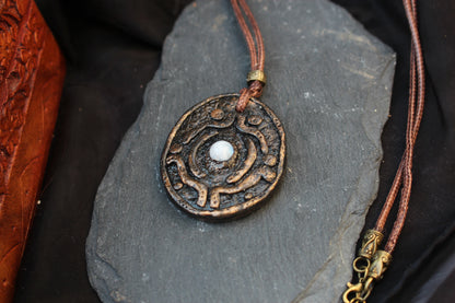 Handmade fantasy pendant featuring a natural Moonstone gemstone