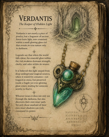 Illustration of the Ancient Green Potion pendant in a fantasy RPG concept art style, resembling an item sketch from a tabletop role-playing game handbook.