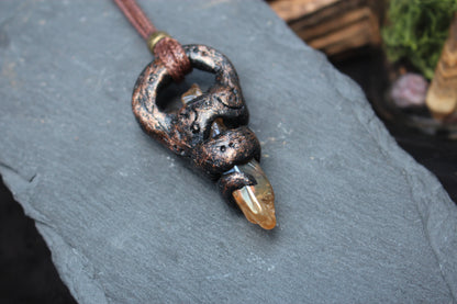 Handmade warrior amulet pendant inspired by ancient fantasy artifacts