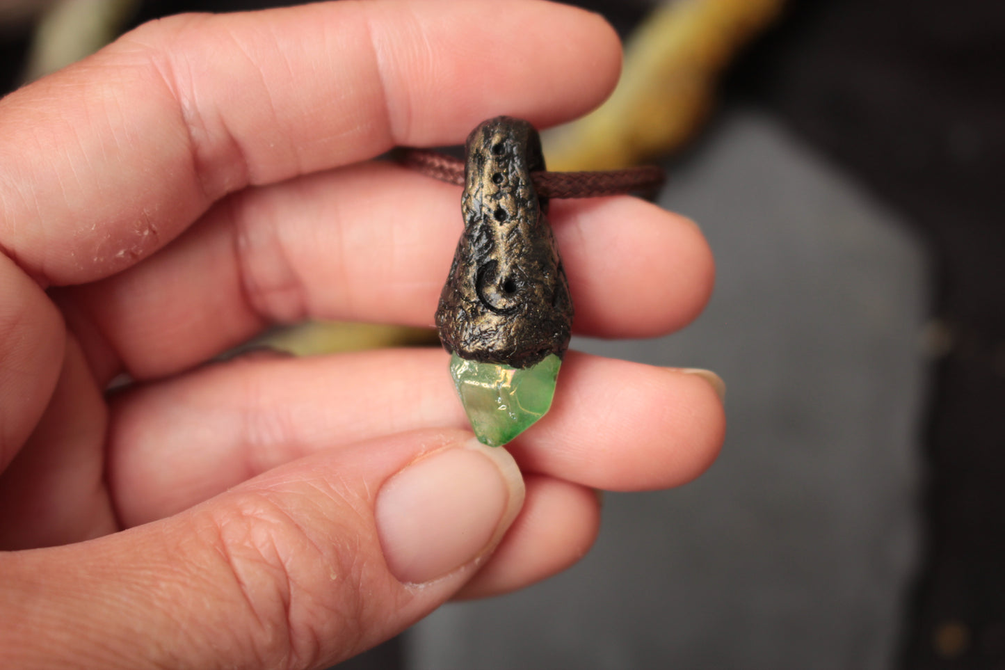 Artisan fantasy necklace symbolizing the protection of ancient woodland spirits
