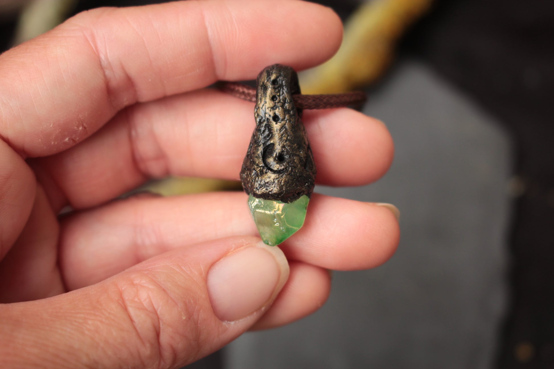 Artisan fantasy necklace symbolizing the protection of ancient woodland spirits