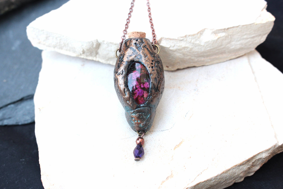 Forest-inspired handmade necklace with rustic fantasy details