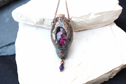 Forest-inspired handmade necklace with rustic fantasy details