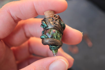 Handmade forest magic necklace inspired by druidic fantasy and magical potions