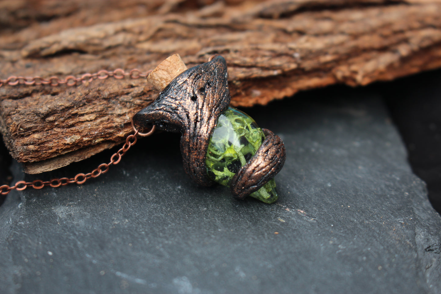Handmade forest witch necklace inspired by woodland magic and druid folklore