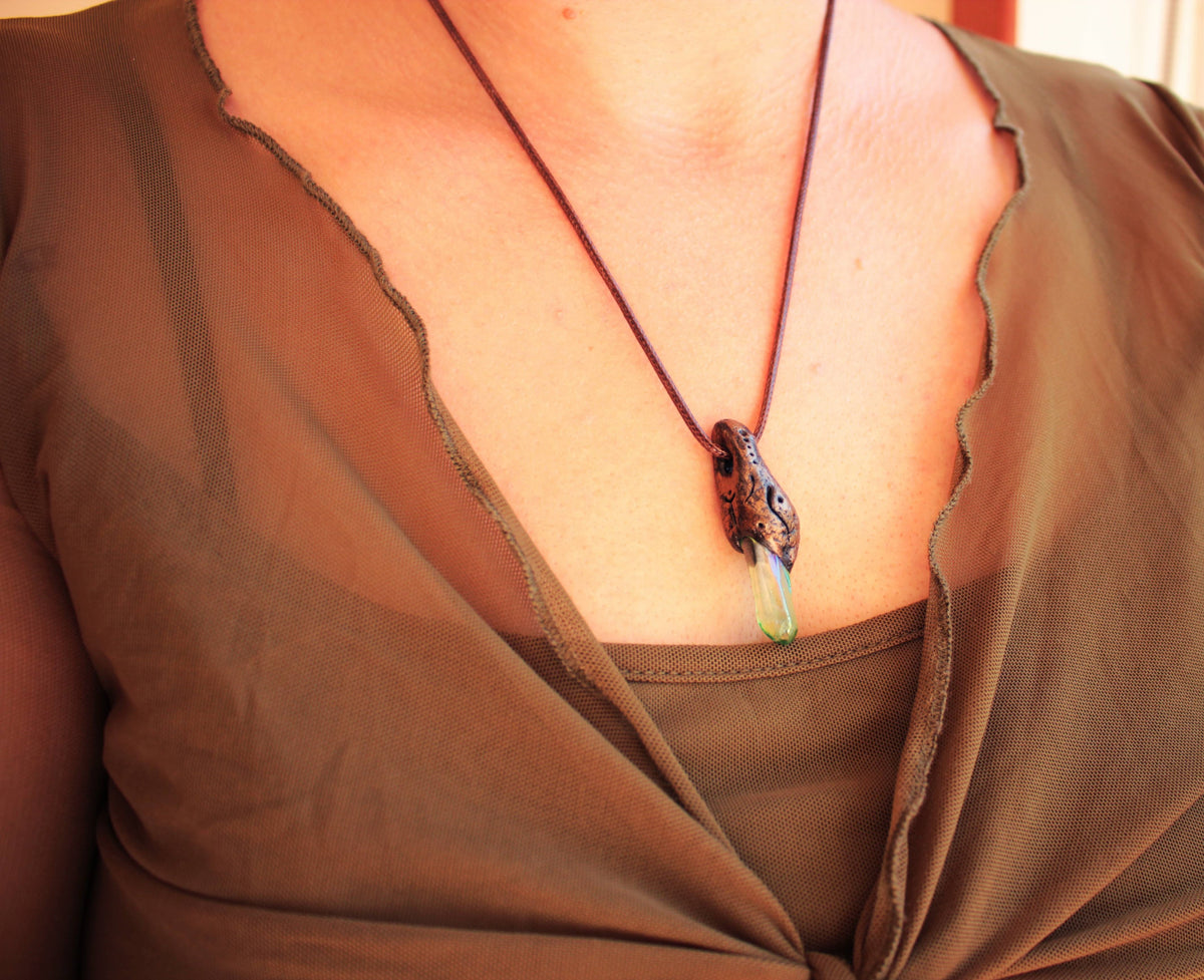 Green glowing fantasy jewelry with an enchanted forest theme