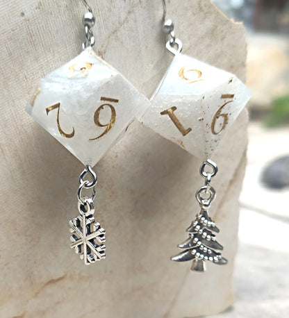 Handmade RPG jewelry with stainless steel hooks and resin dice