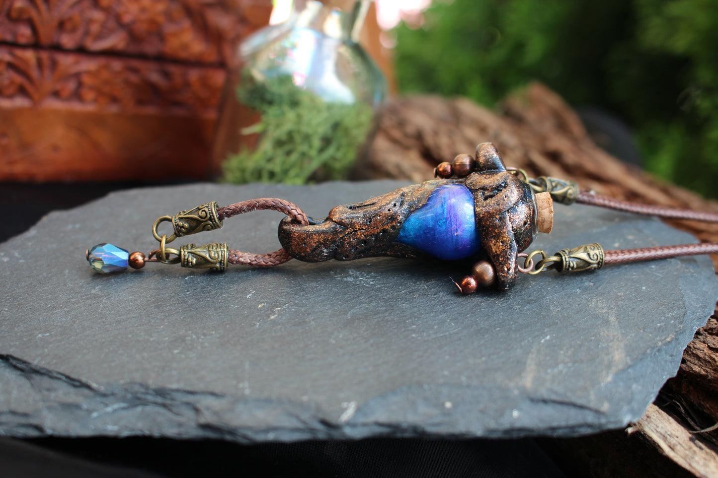 Unique handmade fairycore necklace with magical potion bottle pendant