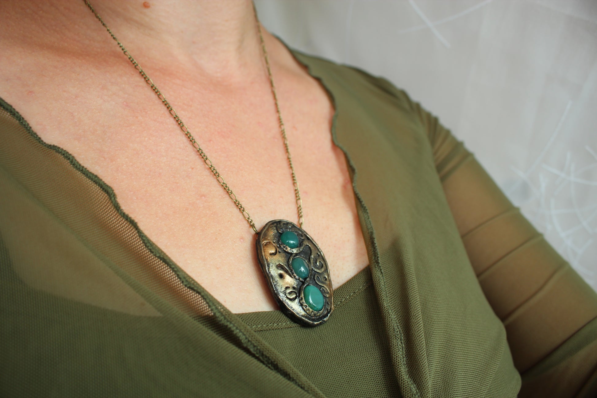Unique handmade magical amulet necklace with rustic fantasy design