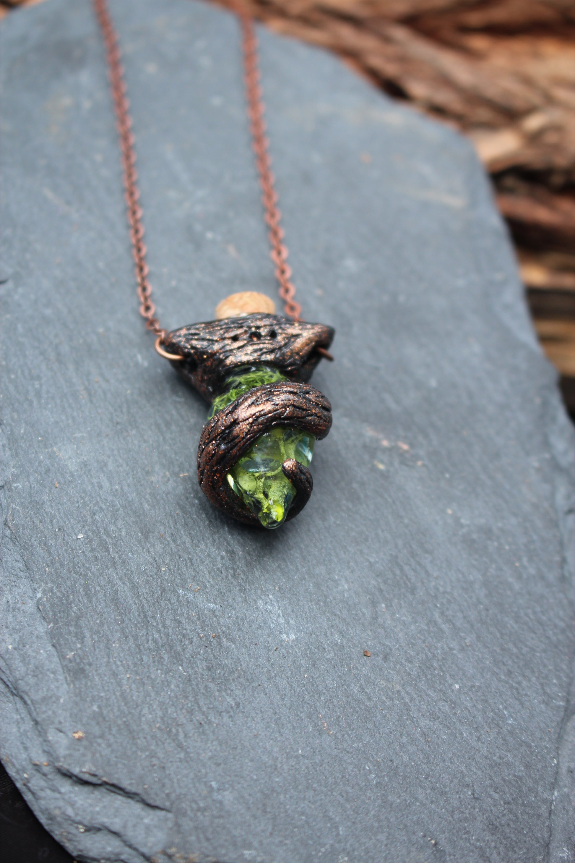 Artisan-crafted fantasy necklace inspired by forests and woodland magic