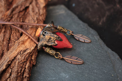 Polymer clay fantasy pendant handcrafted with magical details