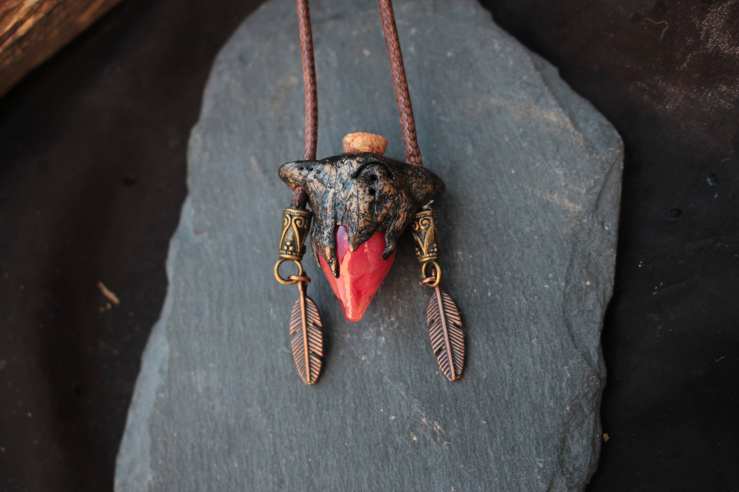 RPG inspired fantasy necklace with potion vial and mystical details