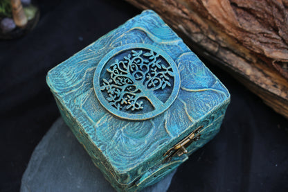 Artisan wooden jewelry box perfect for rings, earrings, necklaces, and small treasures
