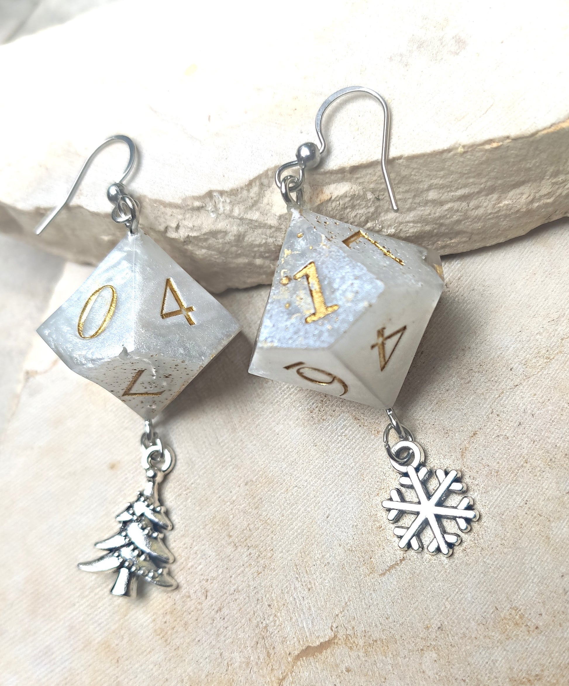 Lightweight handmade fantasy earrings with festive charms