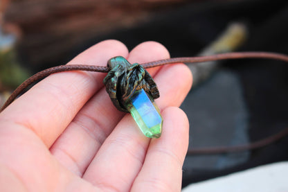 Magical crystal pendant necklace inspired by the mysterious Lunareth Forest